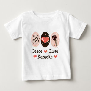 Camisa do bebê T do karaoke do amor da paz