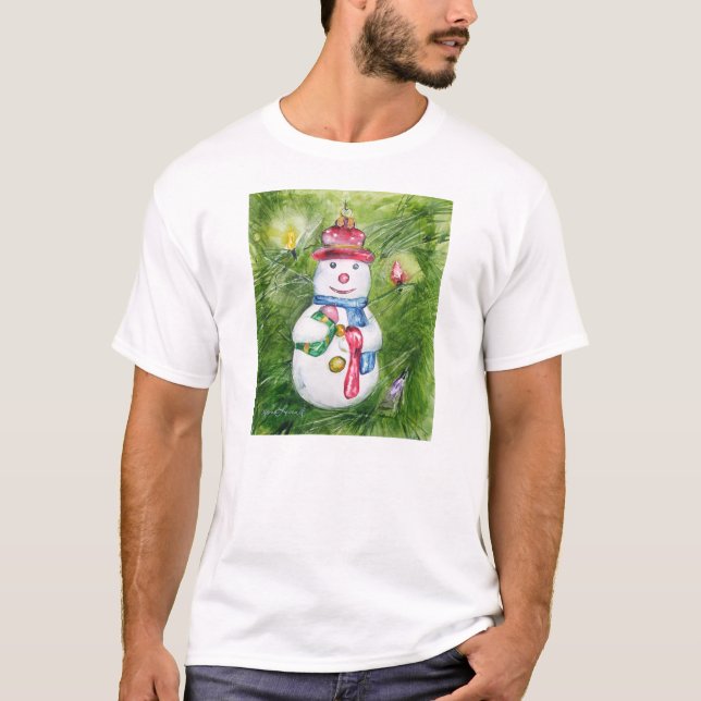 Camisa do boneco de neve da árvore de Natal (Frente)