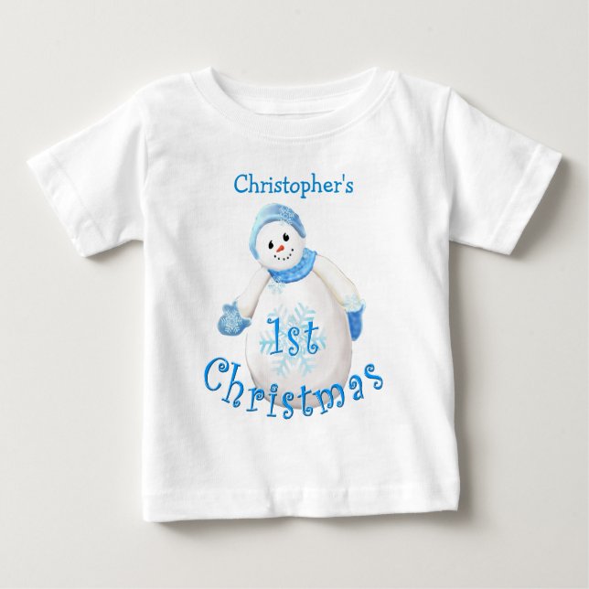 Camisa do boneco de neve do Natal do bebê ?a (Frente)