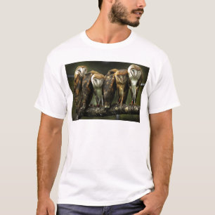 Camisa do branco das corujas de celeiro