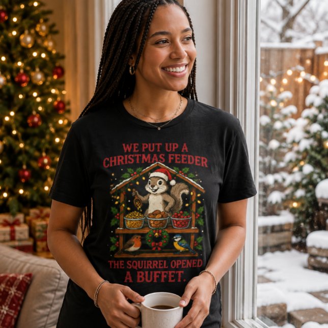 Camisa do Buffet de Esquilo do Comedouro de Natal (Christmas Squirrel Buffet T-Shirt 🎄🐿️)