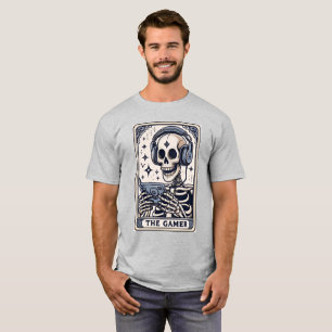 Camisa do Cartão de Tarot Esqueleto Gamer