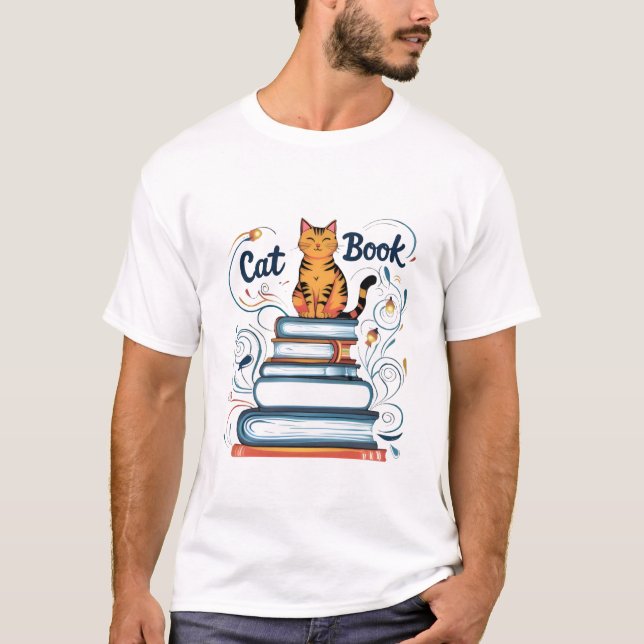 Camisa do Catálogo - Livros e Gatos | Lendo Camisa (Frente)