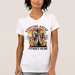 Camisa do Cemitério Assustador com Ceifador do Pôr