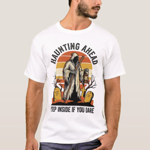 Camisa do Cemitério Assustador com Ceifador do Pôr