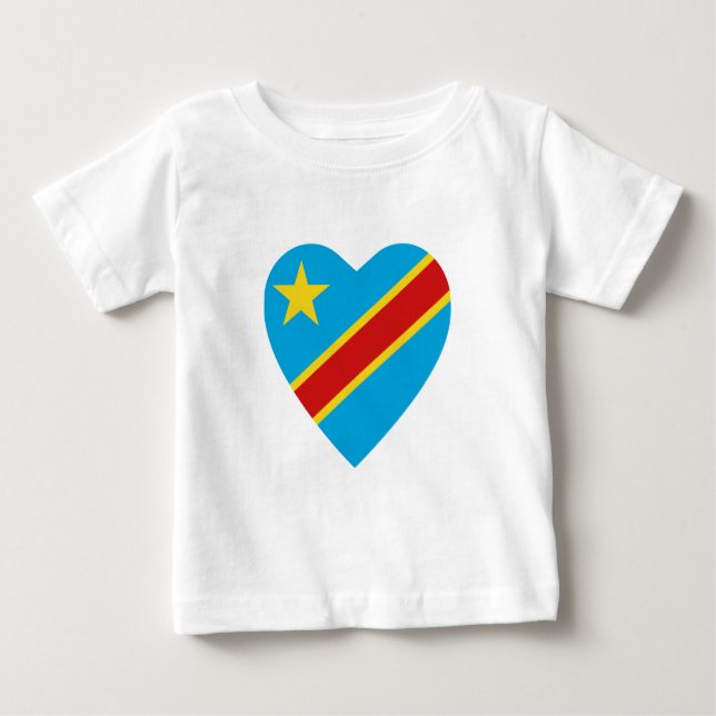 Camisa do Coração da Bandeira do Congo-Kinshasa (Frente)