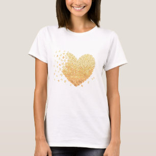 Camisa do coração das borboletas do ouro