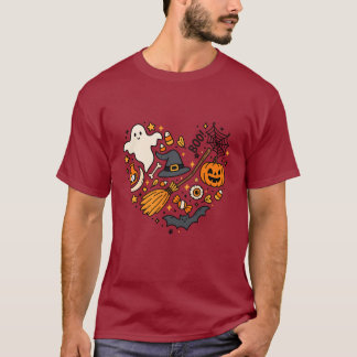 Camisa do Coração do Halloween - Bat Cute Spooky, 