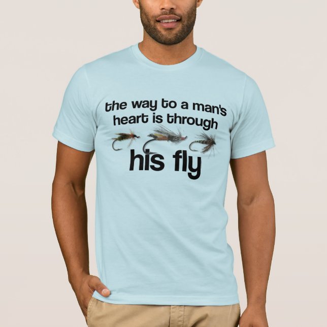 Camisa do coração do homem dos peixes da mosca (Frente)