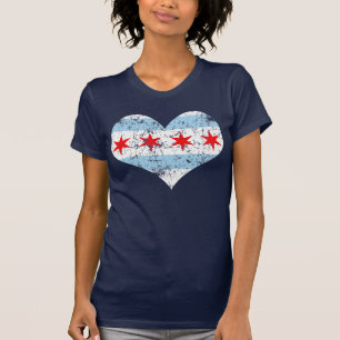 Camisa do coração t da bandeira de Chicago