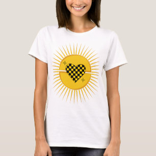 Camisa do Coração Xadrez do Sol Dourado feminino