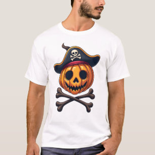 Camisa do Crânio do Pirata da Abóbora � Halloween
