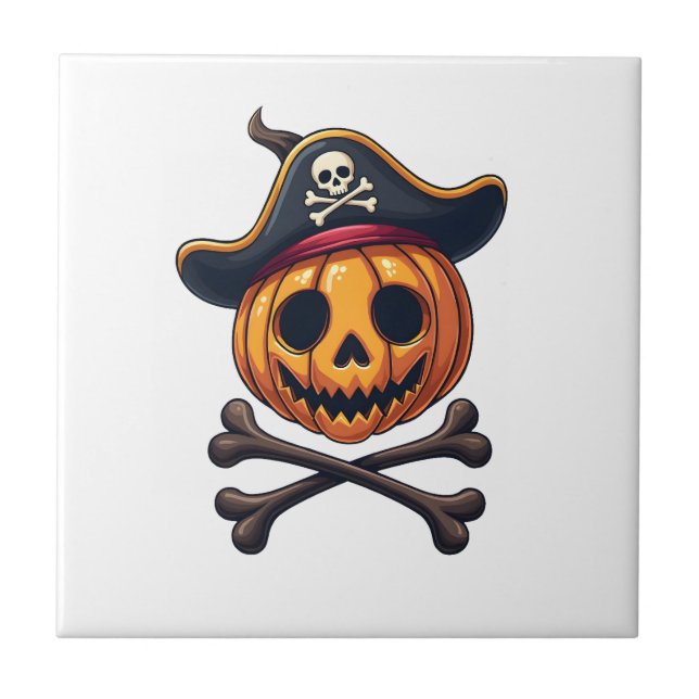 Camisa do Crânio do Pirata da Abóbora � Halloween (Frente)