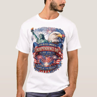 Camisa do Dia da Independência Deus Abençoe a Amér