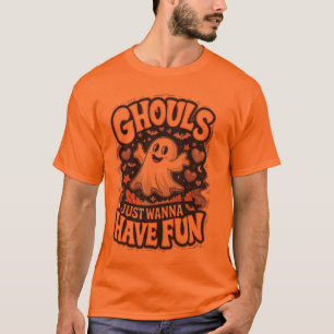Camisa do Dia das Bruxas Bonita com Feliz Fantasma