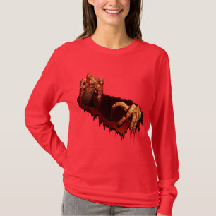 Camisa do Dia das Bruxas das Mulheres Corre Zombie