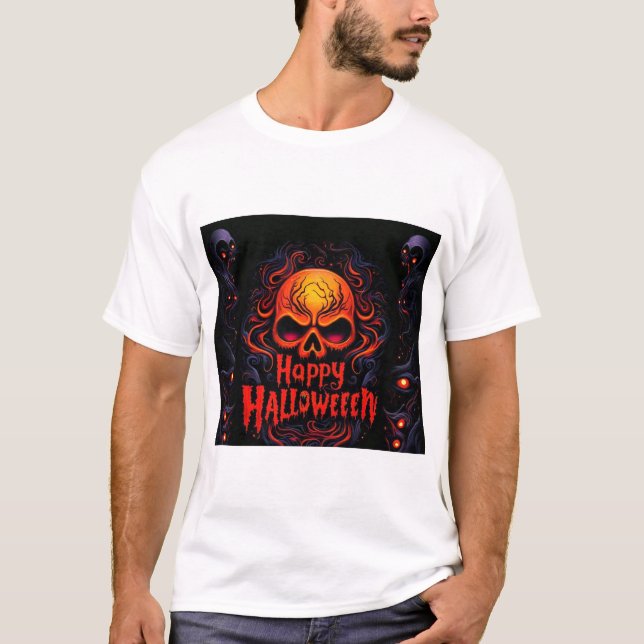 Camisa do Dia das Bruxas. Design de Halloween (Frente)