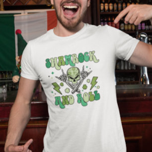 Camisa do Dia de São Patrício Trevo de Rock Roll 