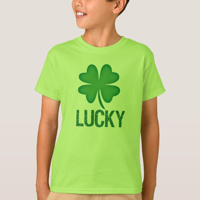 Camisa do dia do St Patrick afortunado do miúdo (Frente)