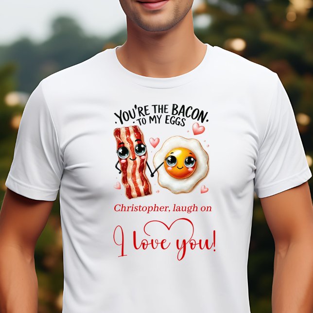 Camisa do Dia dos Namorados com Nome Personalizado (Custom Name Funny Food Valentine Shirt for Husband)