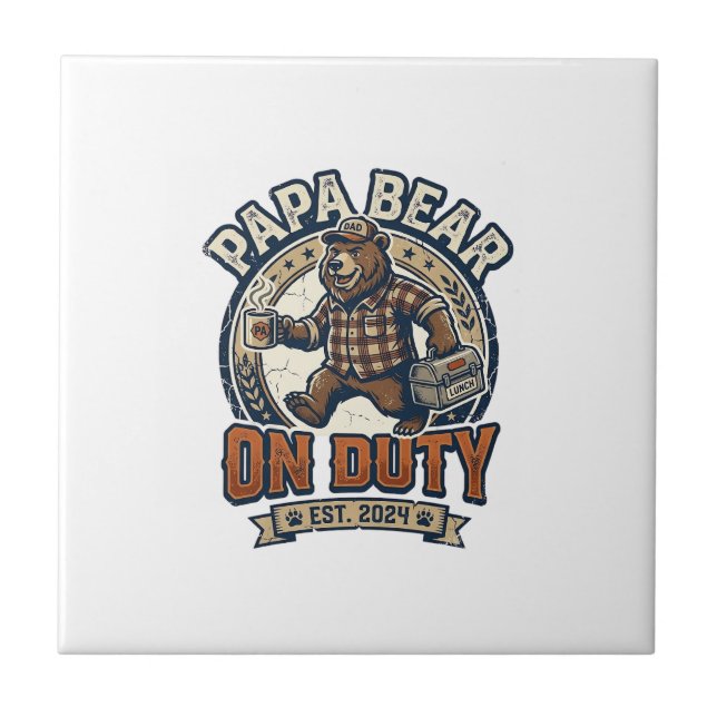 Camisa do Dia dos Pais Papai Urso de Serviço Roupa (Frente)