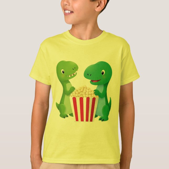 Camisa do Dino e pipoca para crianças (Frente)