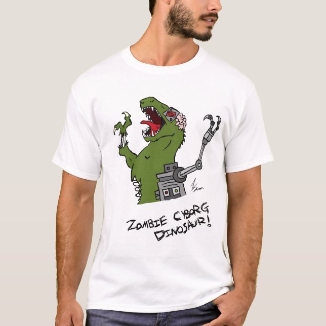 Camisa do dinossauro do Cyborg do zombi (Frente)