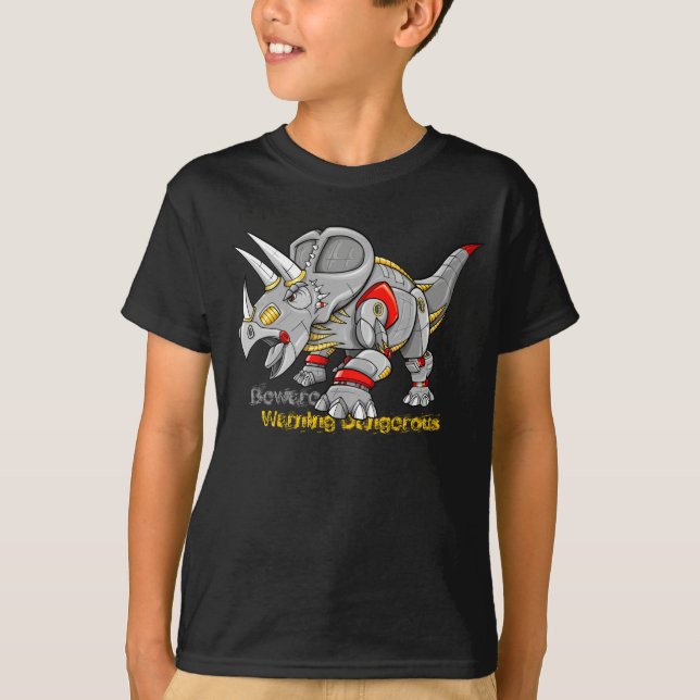 Camisa do dinossauro do Triceratops da máquina do (Frente)