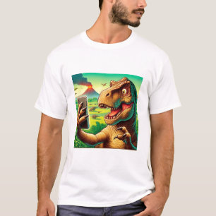 Camisa do Dinossauro Selfie - Composição Engraçada