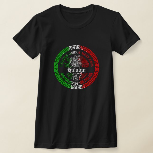Camisa do emblema do estado de Hidalgo México (Postura )