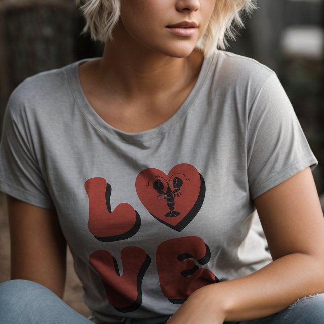 Camisa do Estilo Retro Crawfish Cajun LOVE (Criador carregado)