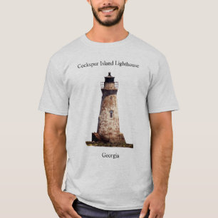 Camisa do Farol da Ilha Cockspur Inscrição negra