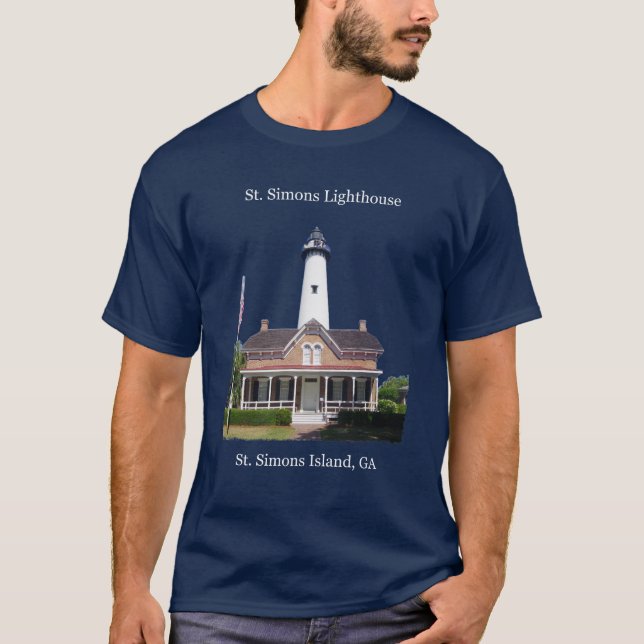 Camisa do Farol de St Simons com letras brancas (Frente)