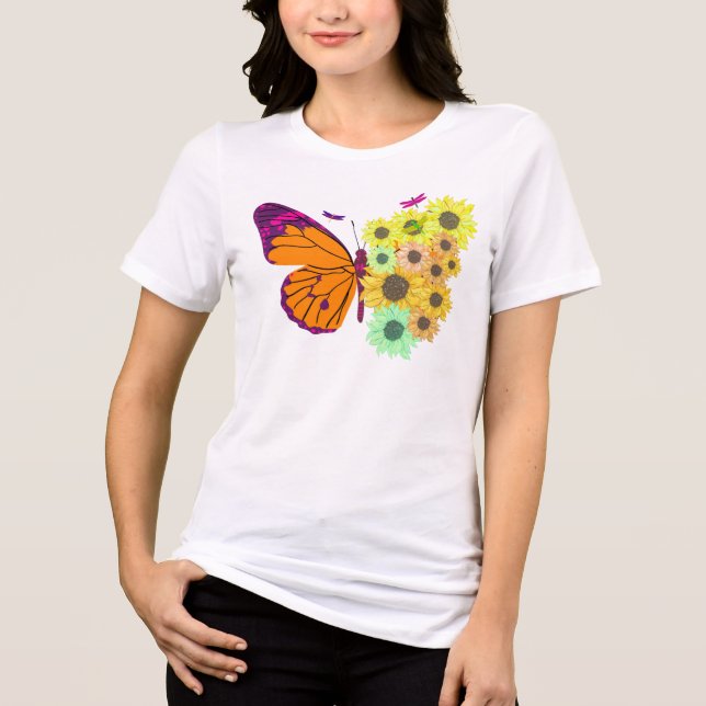 Camisa do Jardim de Borboleta & Girassol (Frente)