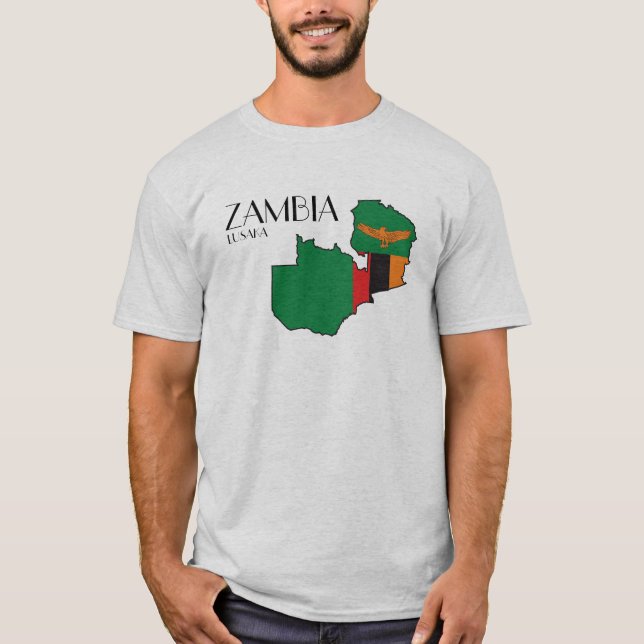 Camisa do mapa da bandeira da Zâmbia (Frente)