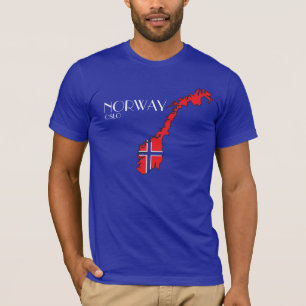 Camisa do mapa da bandeira de Noruega