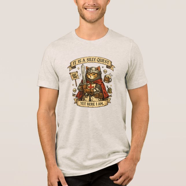 Camisa do Meme do Cavaleiro Gato Medieval | Gato d (Frente)