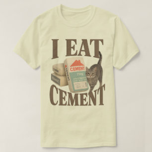 Camisa do Meme do Gato Maldito 'Eu Como Cimento' -