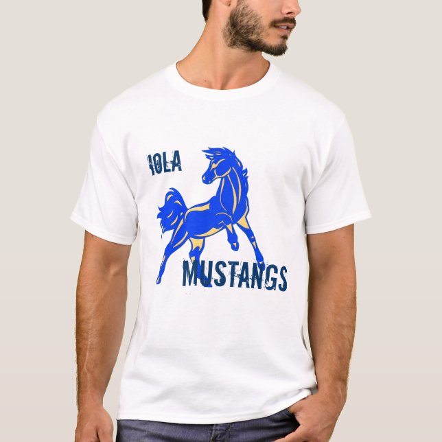 Camisa do mustang do Azul-Ouro (Frente)