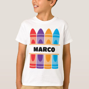Camisa do Nome com Lápis de Cor, Escola Infantil,