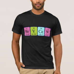 Camisa do nome da mesa periódica Brycen