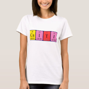 Camisa do nome da mesa periódica Caiti