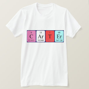 Camisa do nome da mesa periódica Carter