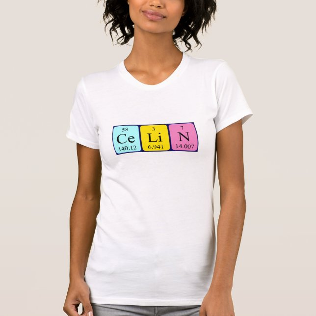 Camisa do nome da mesa periódica Celin (Frente)