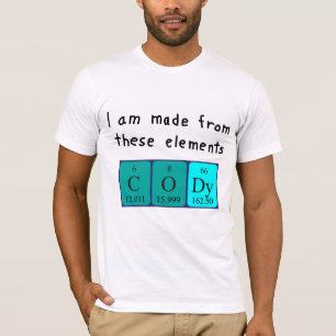 Camisa do nome da mesa periódica Cody