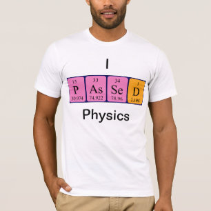 Camisa do nome da mesa periódica da física aprovad