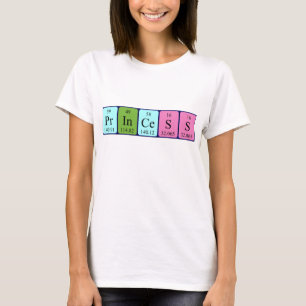 Camisa do nome da mesa periódica da princesa