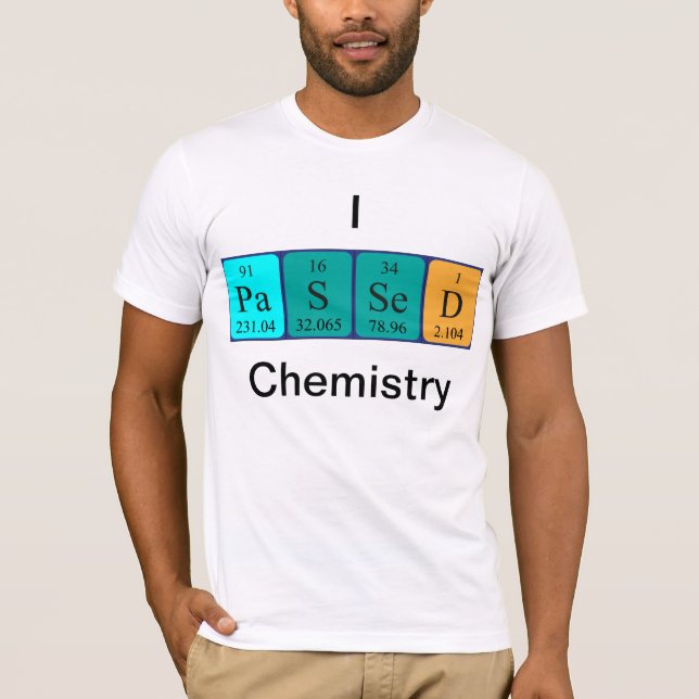 Camisa do nome da mesa periódica da química aprova (Frente)