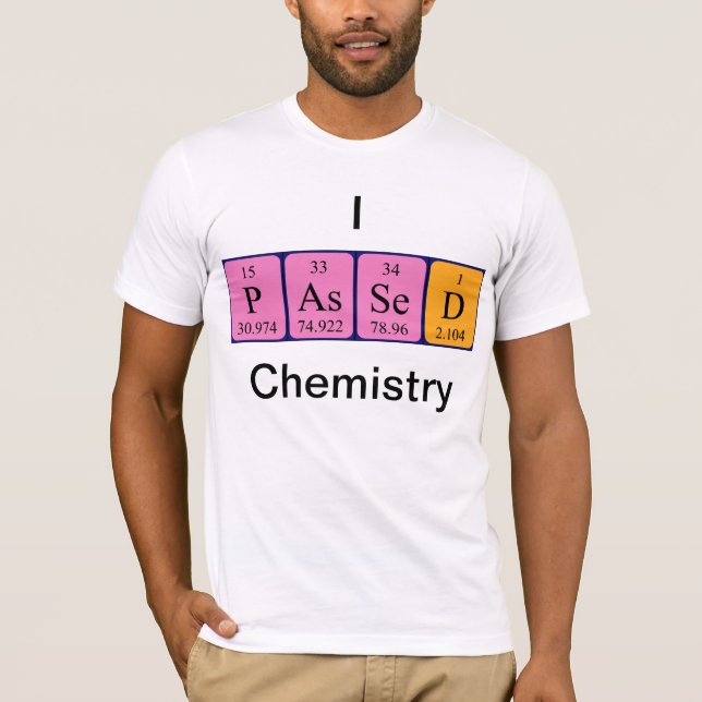 Camisa do nome da mesa periódica da química aprova (Frente)