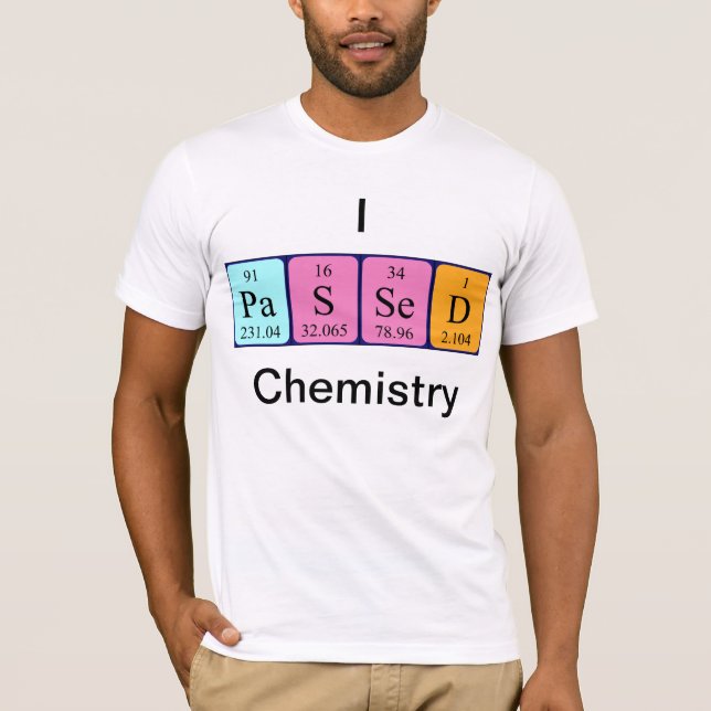 Camisa do nome da mesa periódica da química aprova (Frente)